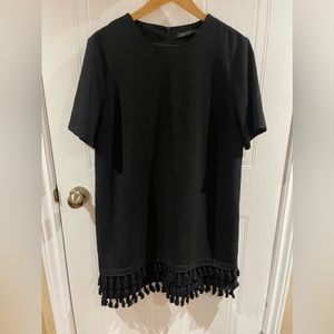 zara black dress with fringes